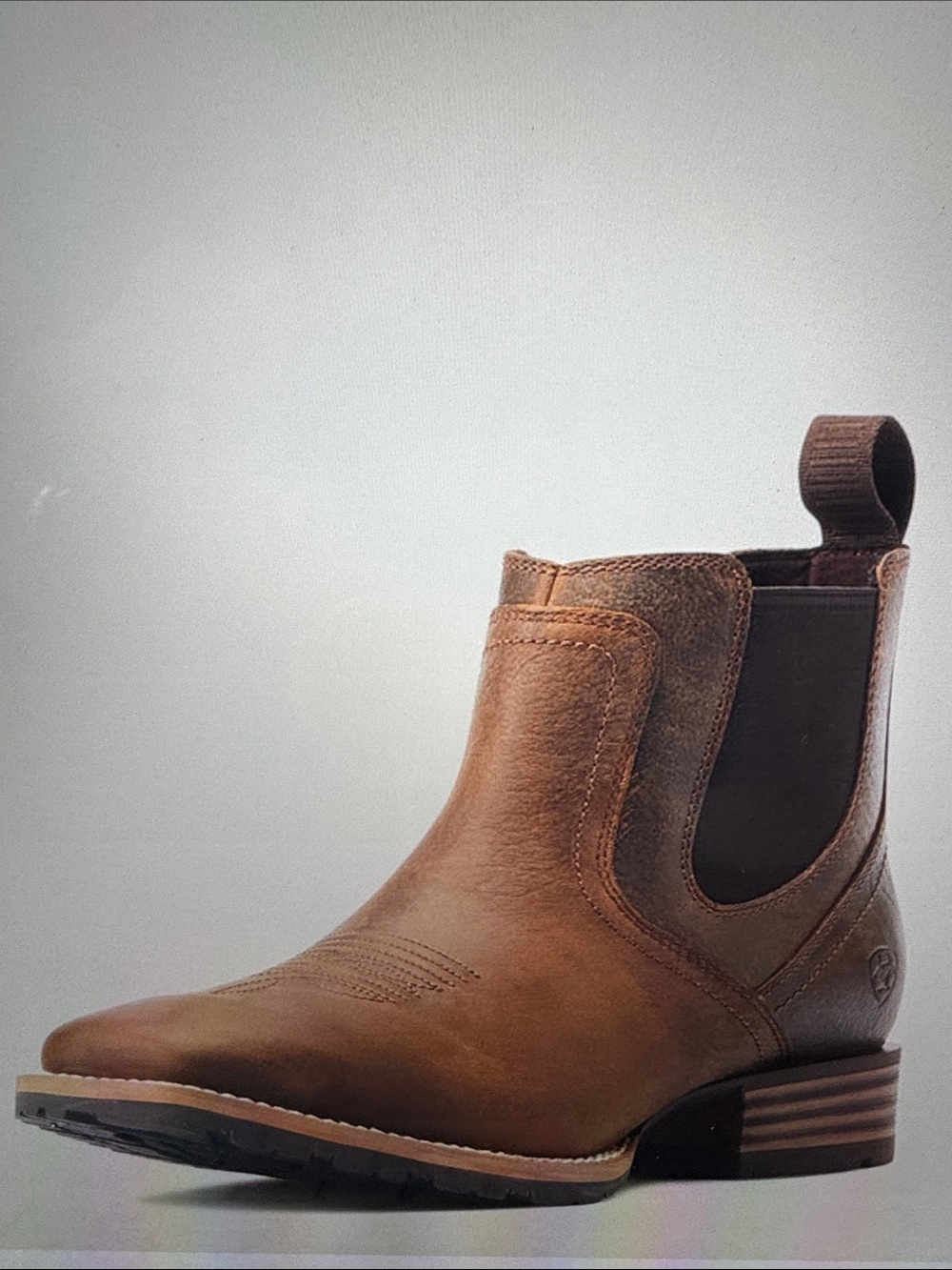 Ariat Brown Leather Hybrid, Low Boy Wide Square Toe Chelsea Boot - Picture 8 of 15